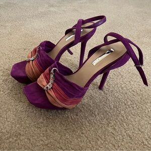 H by Halston Purple and Pink Strappy Heels